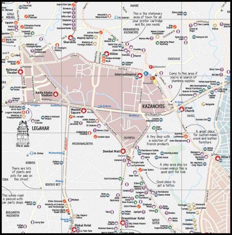 Map of Addis Ababa, Ethiopia – Africa Guide Maps
